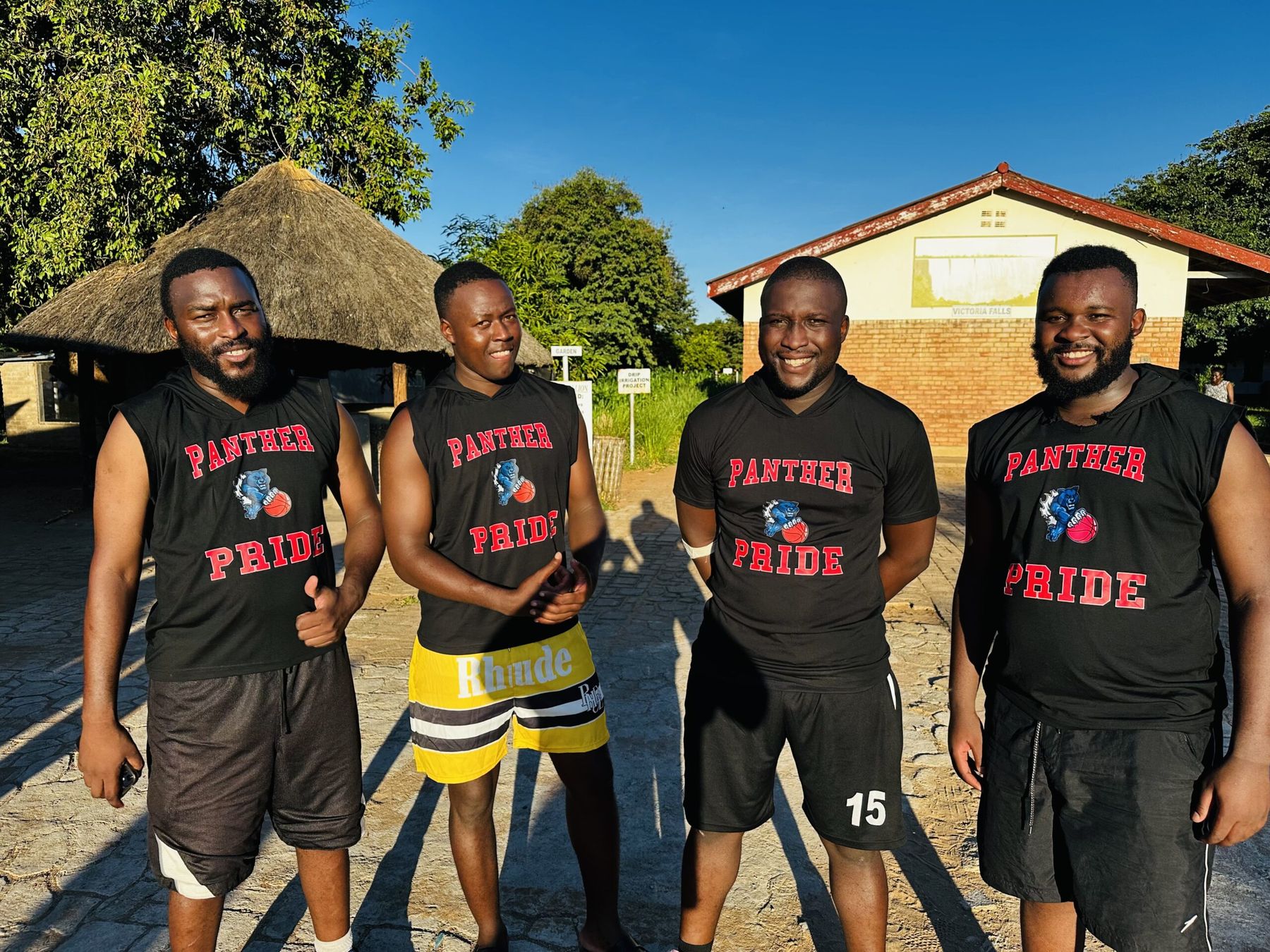 Panthers players in club shirts after a session